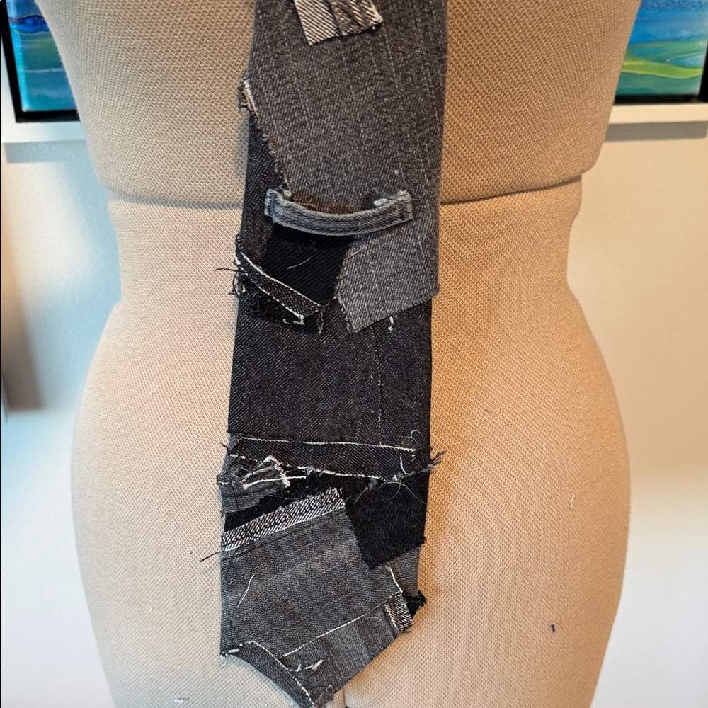 Unique Black And Gray Patchwork Tie - image 4
